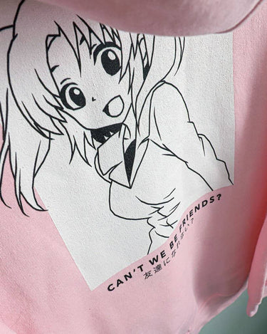 Pink Anime Girl Lineart Hoodie
