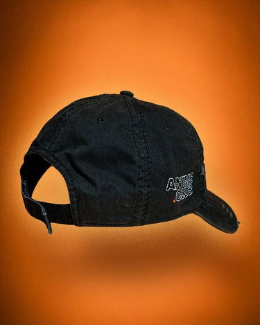 Black cap with 'Anime Club' logo on an orange background