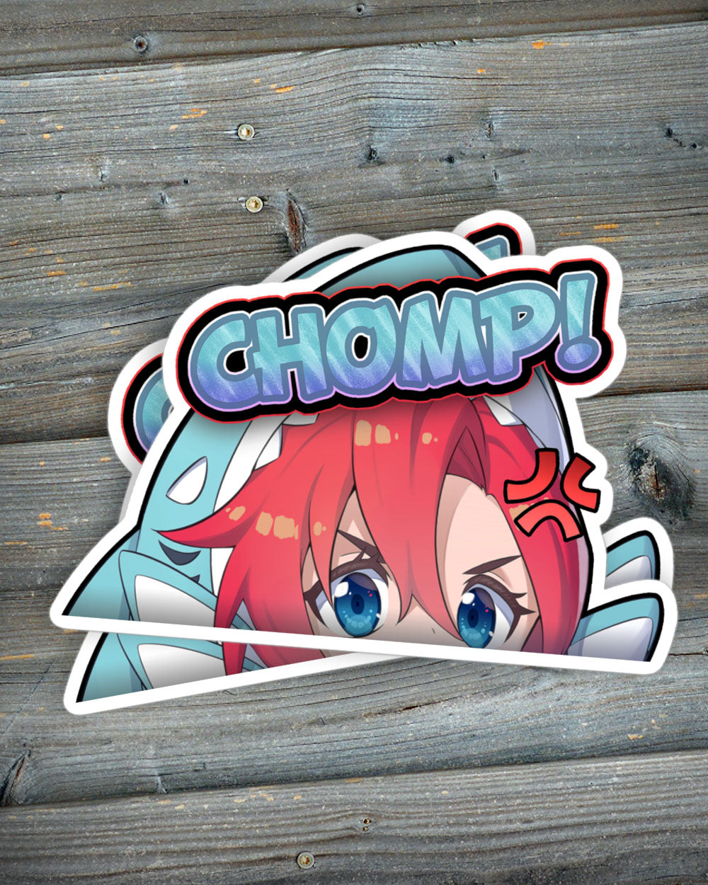 Chibi Anime Shark Girl Peeker Decal Sticker Imouri