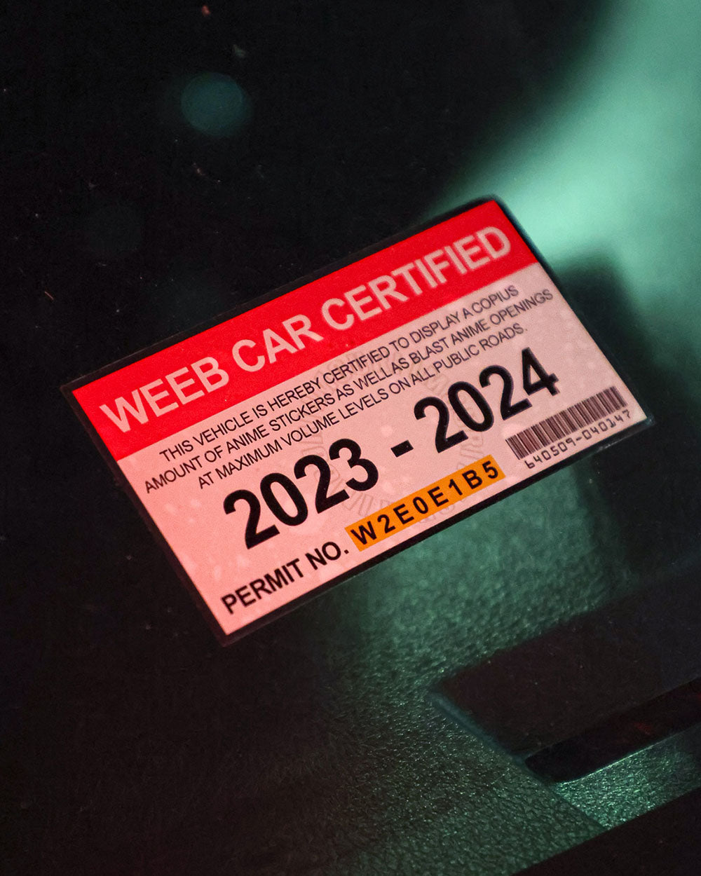 Weeb Car Certified Funny Anime Car Window Sticker