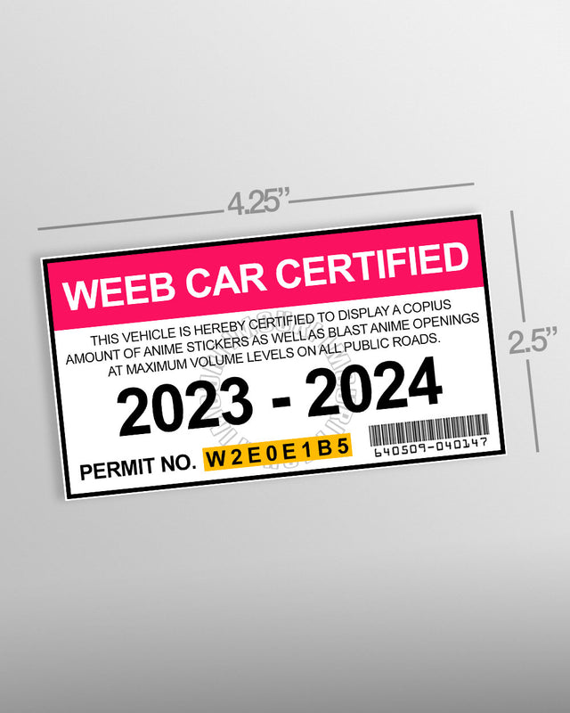 Weeb Car Certified Funny Anime Car Window Sticker | Imouri