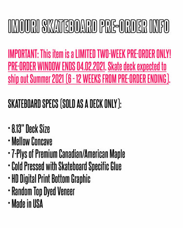 Imouri Anime Skate Deck Specs