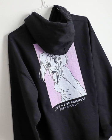 Black Anime Girl Lineart Hoodie