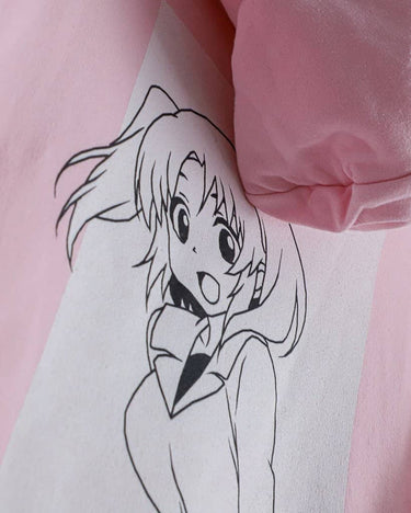 Pink Anime Girl Lineart Hoodie