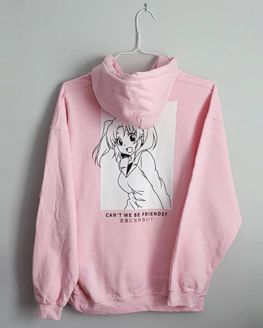 Pink Anime Girl Lineart Hoodie